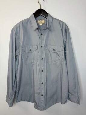 Filson Feathercloth Shirt Mens XL Gray Button Up Long Sleeve Outdoor Workwear
